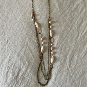 Long antique gold necklace with stones!